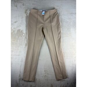 Lands End Womens 12 Mid Rise Slim Leg Bi-Stretch Khaki Pants Side Zip NEW